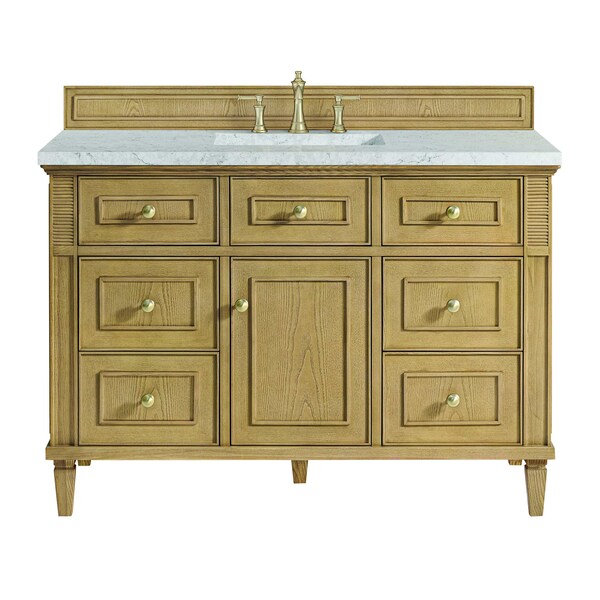 James Martin Vanities 48'' Single Vanity, Light Natural Oak w/ 3 CM Eternal Jasmine Pearl Quartz Top 424-V48-LNO-3EJP - main